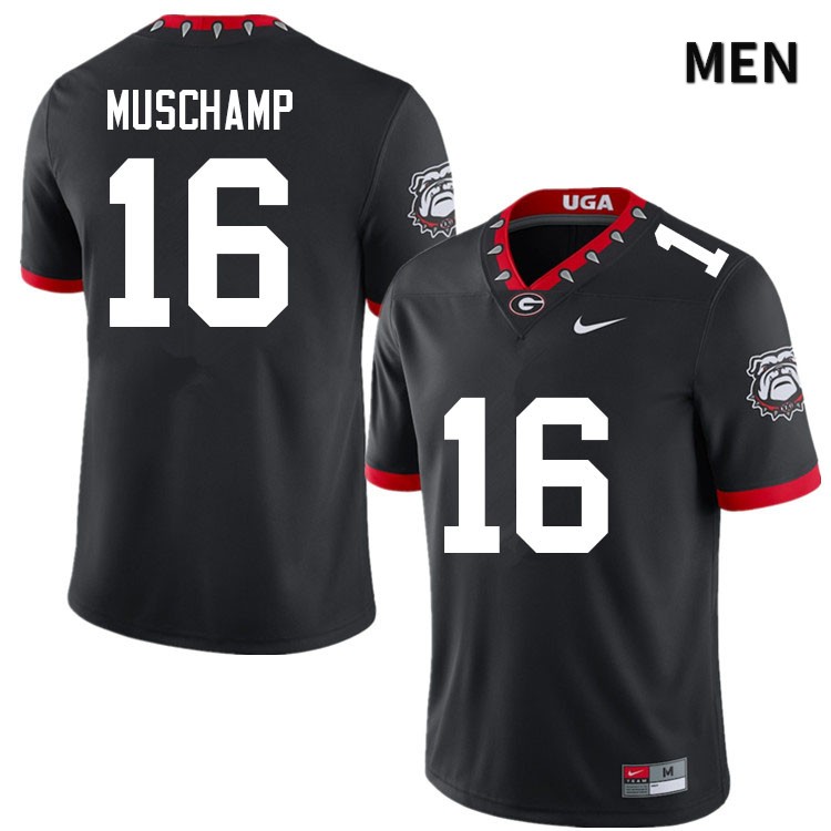 Georgia Bulldogs Men's Jackson Muschamp #16 Black Mascot 100th Anniversary Stitched College UGA Football Jersey 23SM013AB